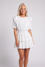 Amara Ruffle Sleeve Mini Dress - White
