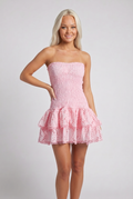 Lia Ruffle Mini Dress - Light Pink