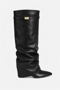 Liva Slouchy Leather Boots - Black