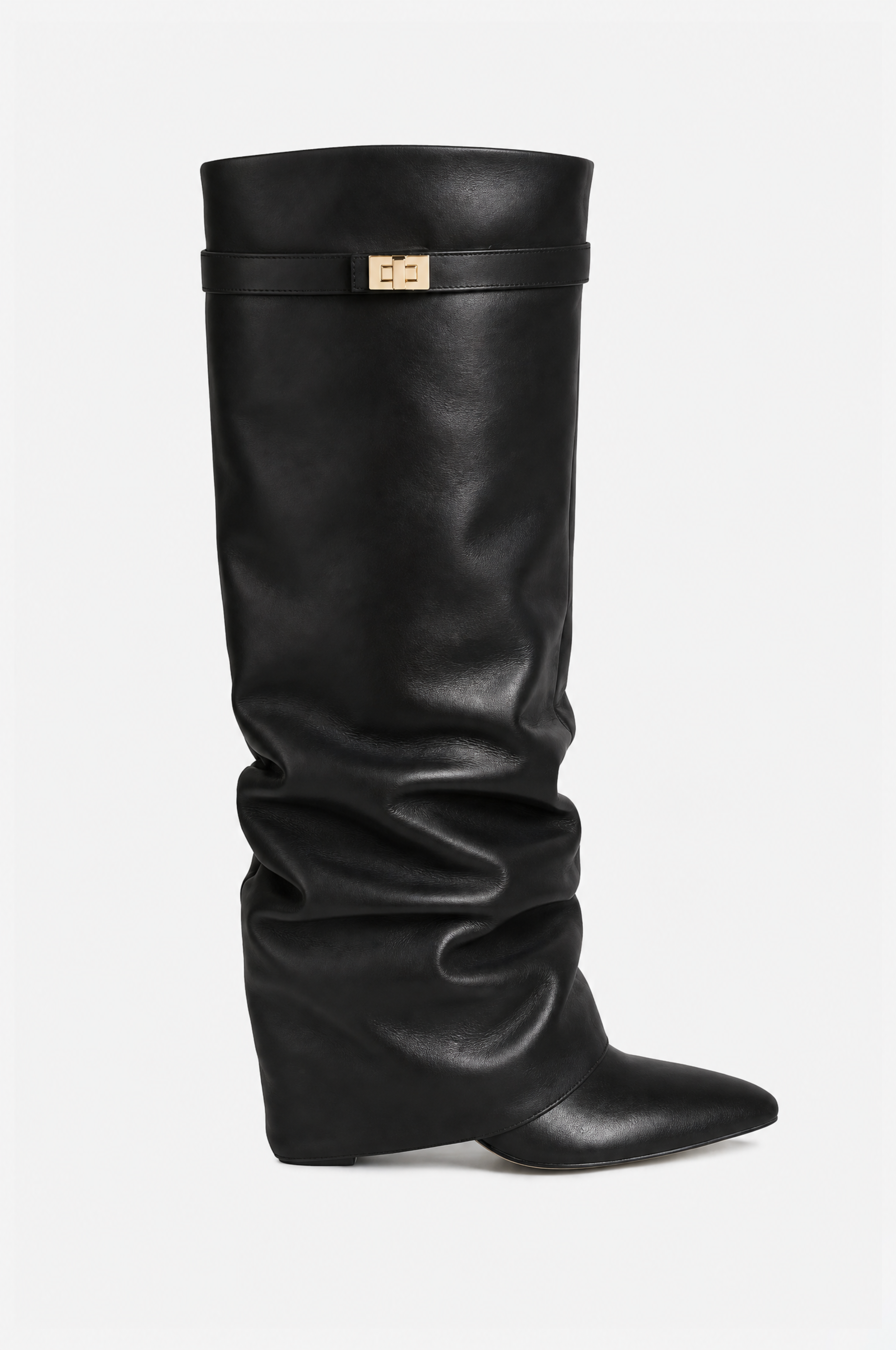 Liva Slouchy Leather Boots - Black