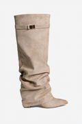 Liva Slouchy Suede Boots - Beige