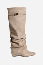 Liva Slouchy Suede Boots - Beige