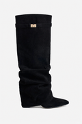 Liva Slouchy Suede Boots - Black