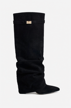Liva Slouchy Suede Boots - Black