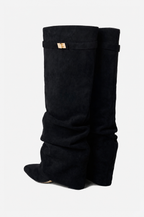 Liva Slouchy Suede Boots - Black