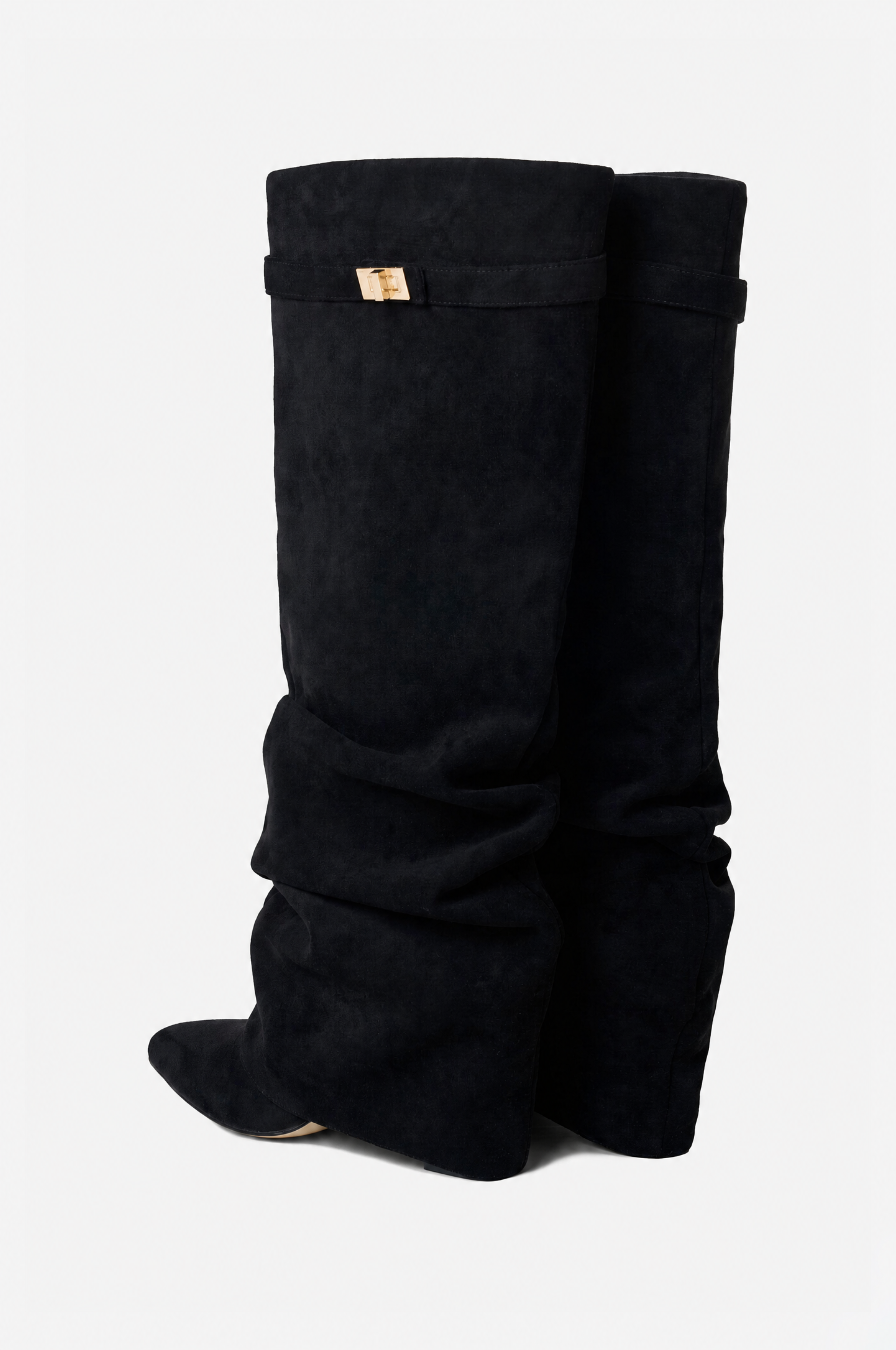 Liva Slouchy Suede Boots - Black