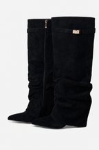 Liva Slouchy Suede Boots - Black
