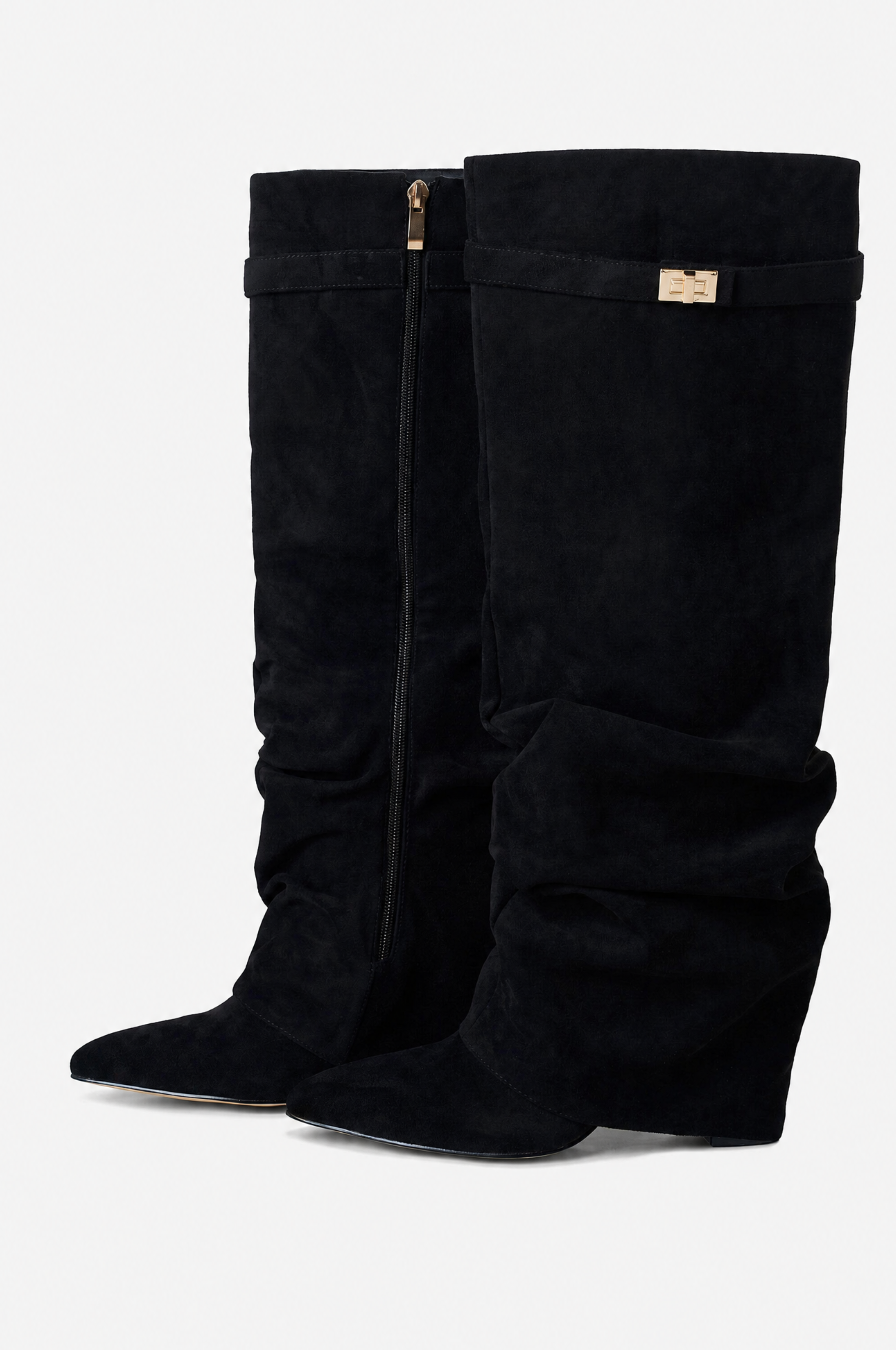 Liva Slouchy Suede Boots - Black