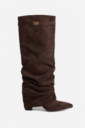 Liva Slouchy Suede Boots - Brown