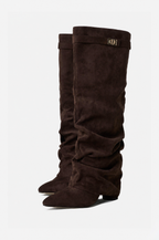 Liva Slouchy Suede Boots - Brown