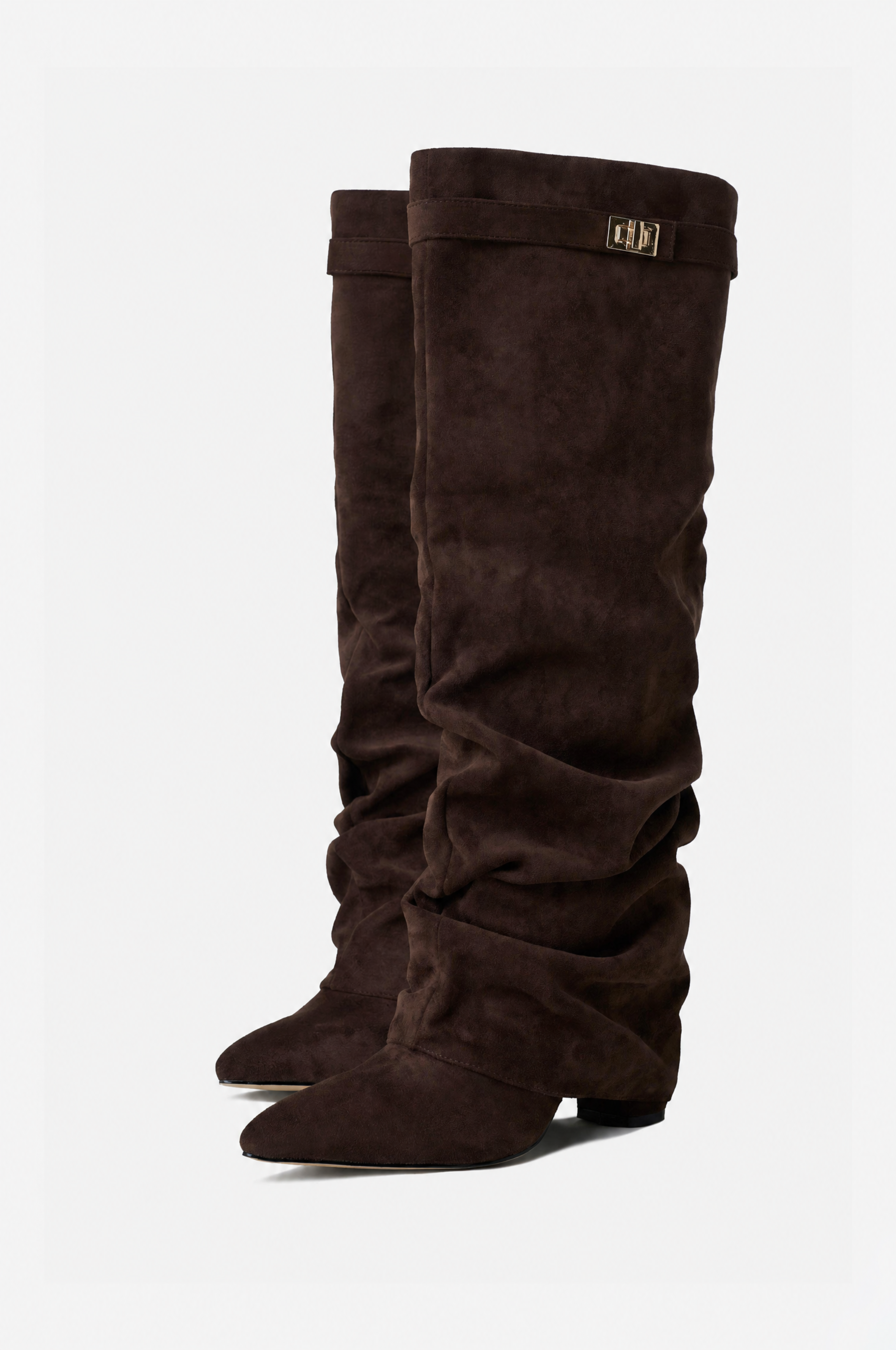 Liva Slouchy Suede Boots - Brown