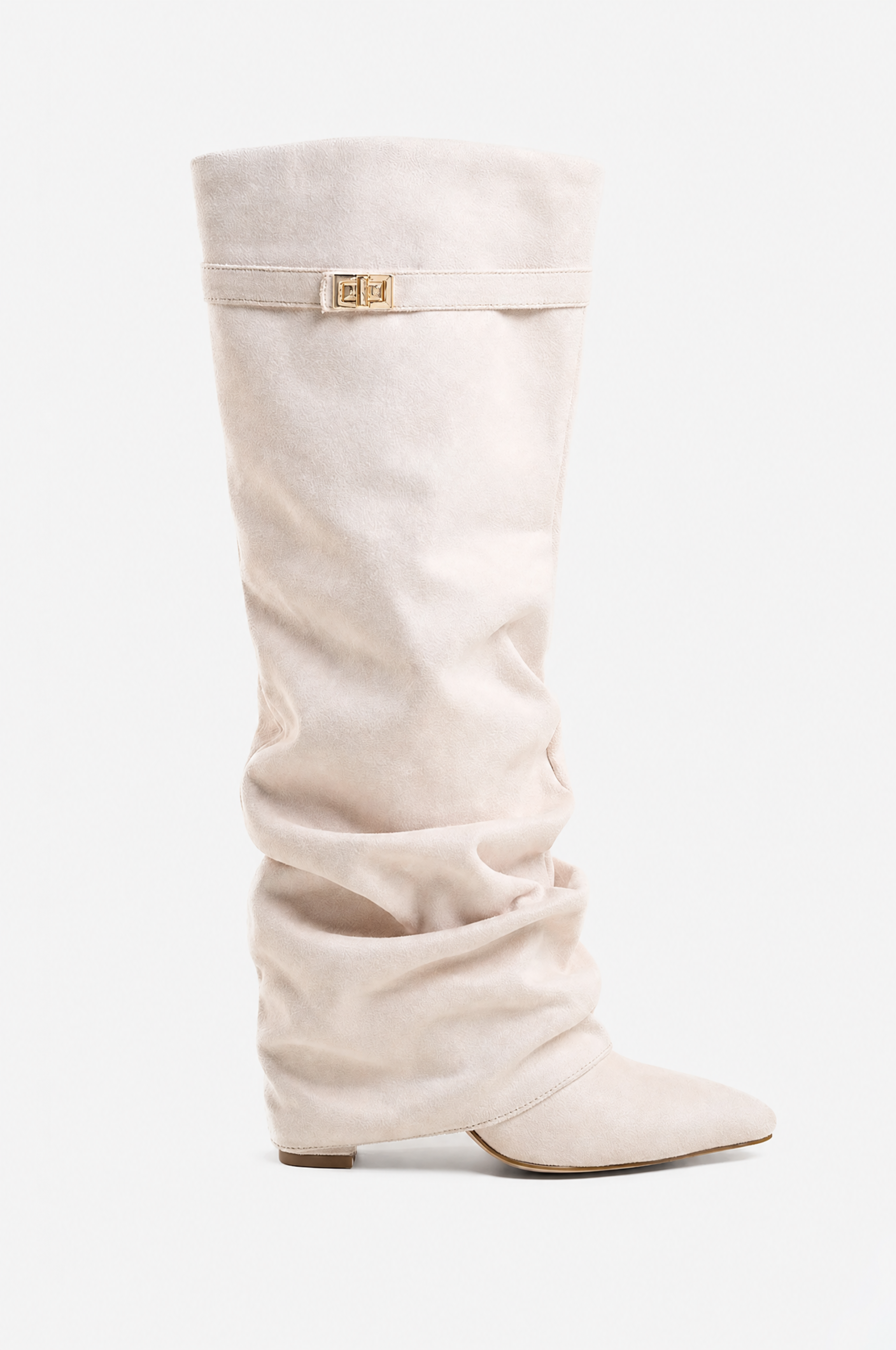 Liva Slouchy Suede Boots - Cream