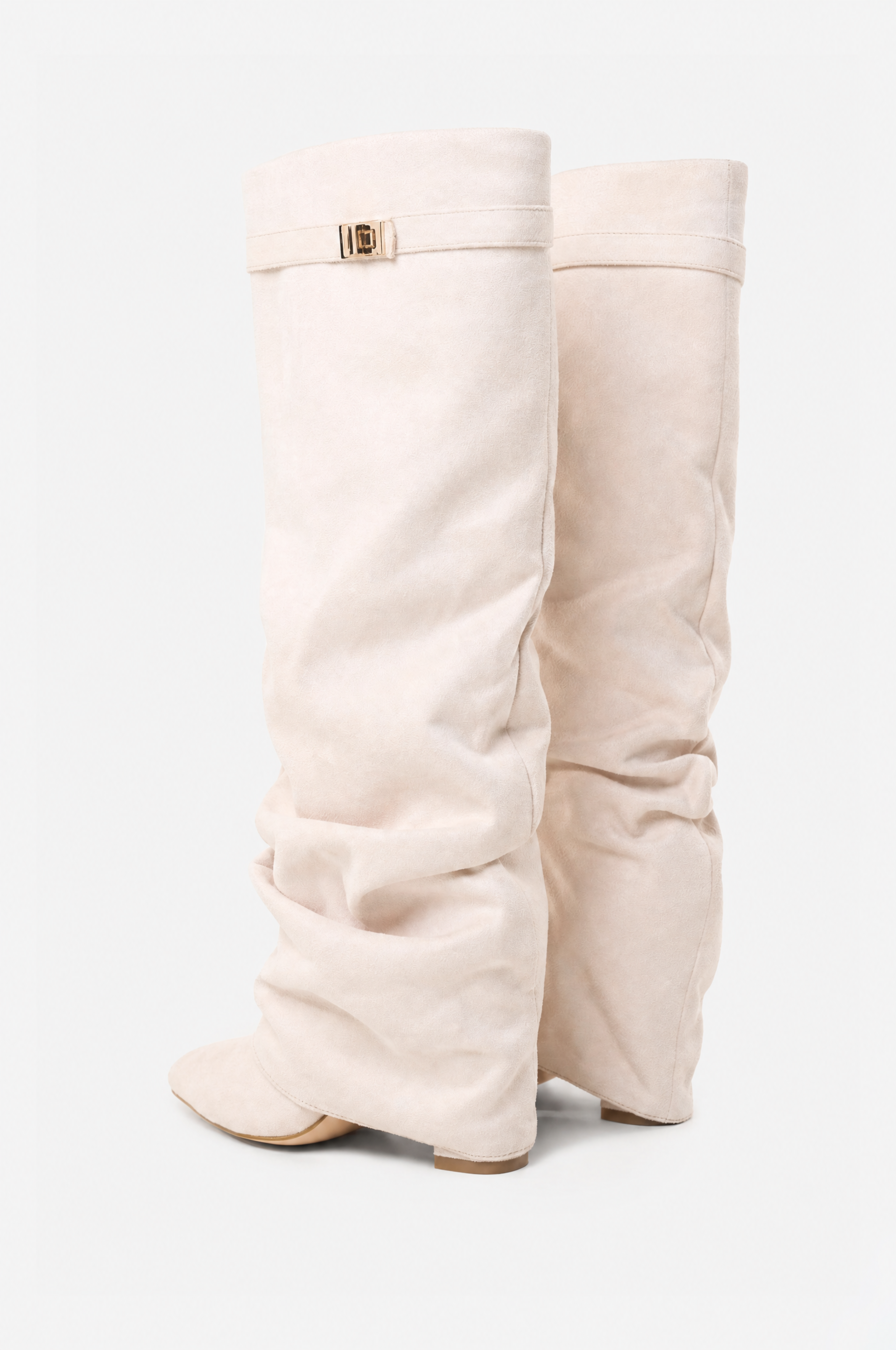 Liva Slouchy Suede Boots - Cream