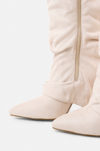 Liva Slouchy Suede Boots - Cream