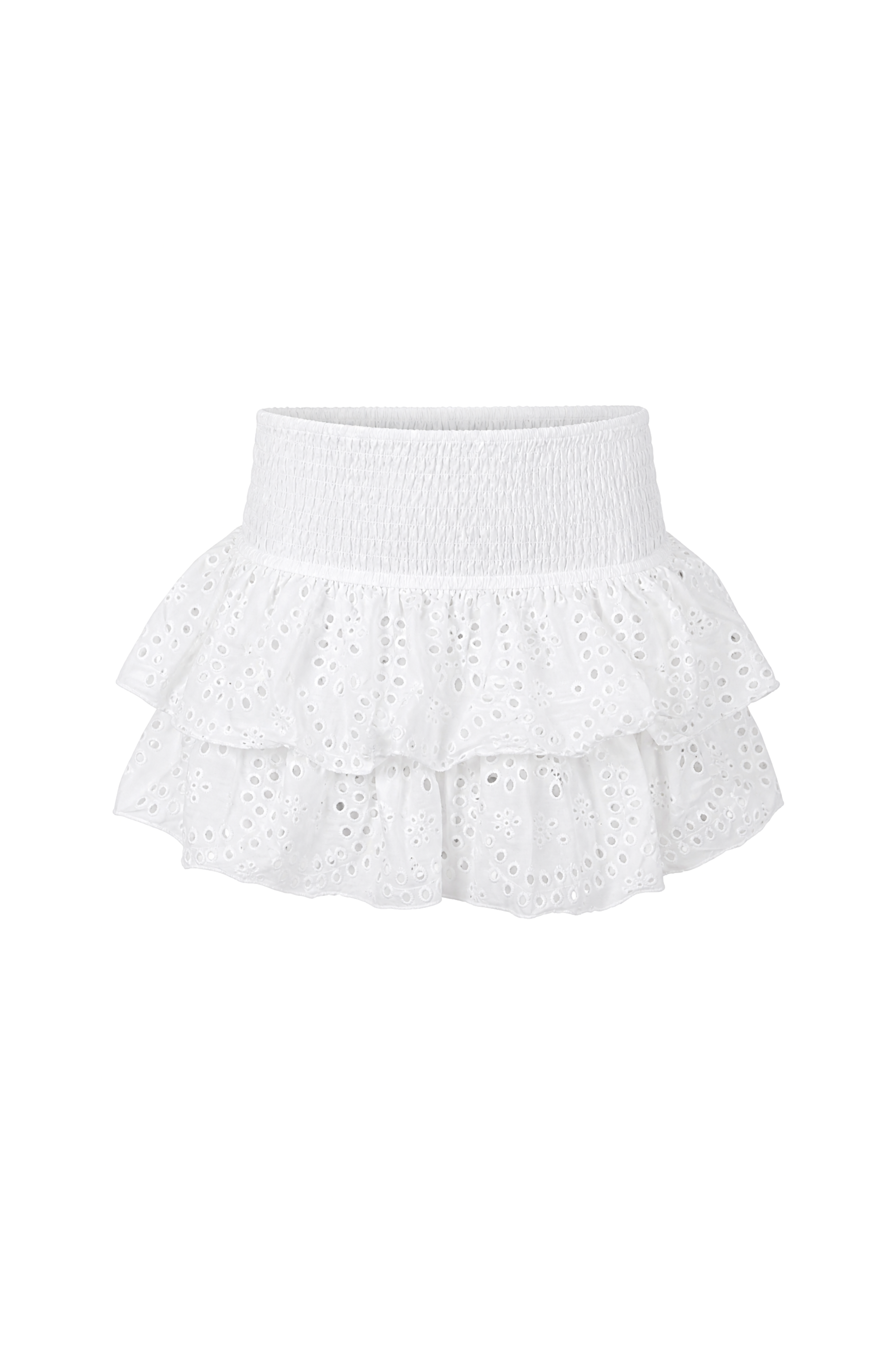 Nina Eyelet Mini Skirt - White