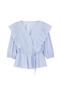Rosalie Wrap Blouse - Blue Stripe