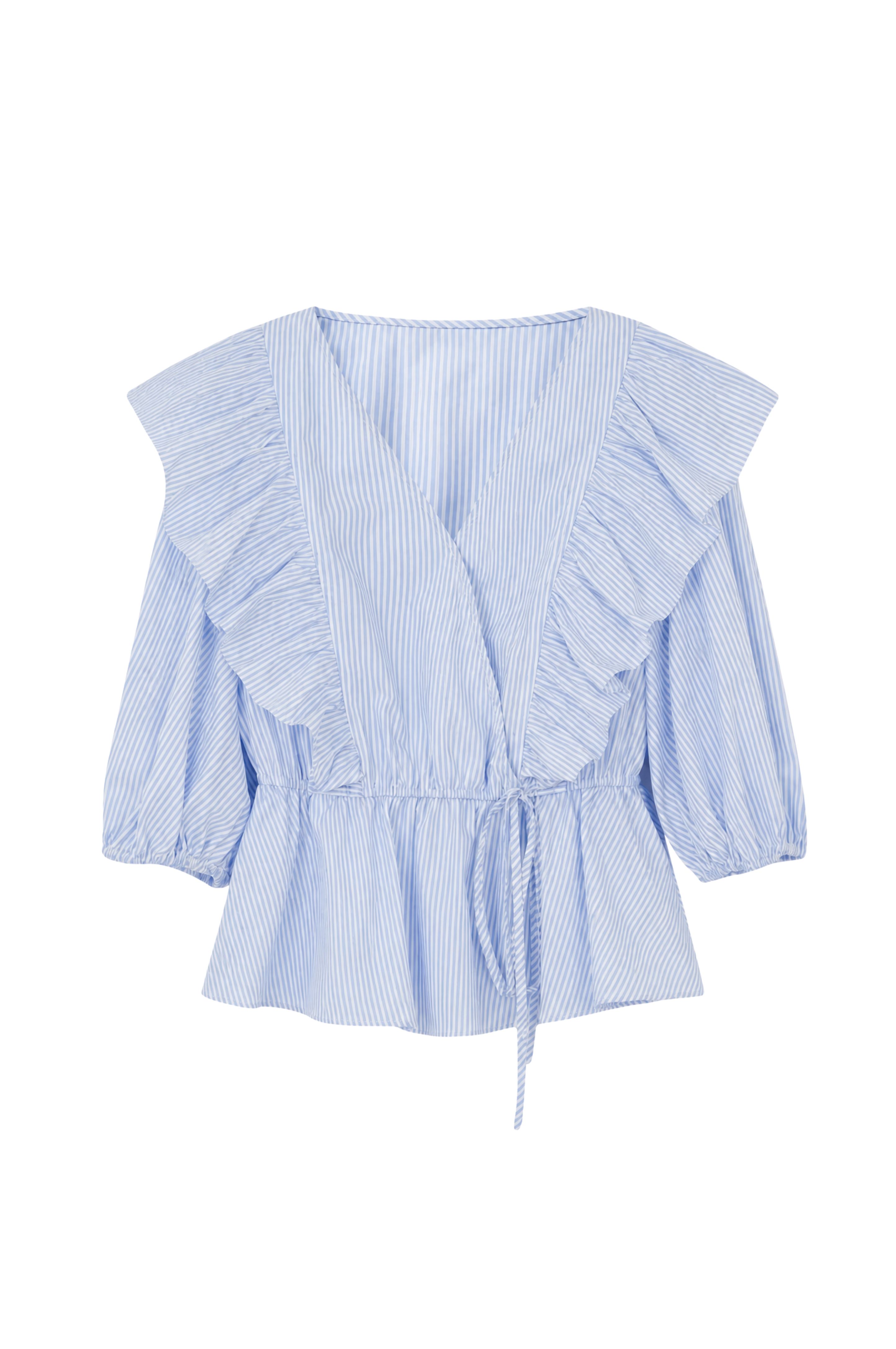 Rosalie Wrap Blouse - Blue Stripe