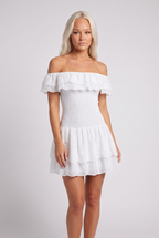 Sofia Off Shoulder Mini Dress - White