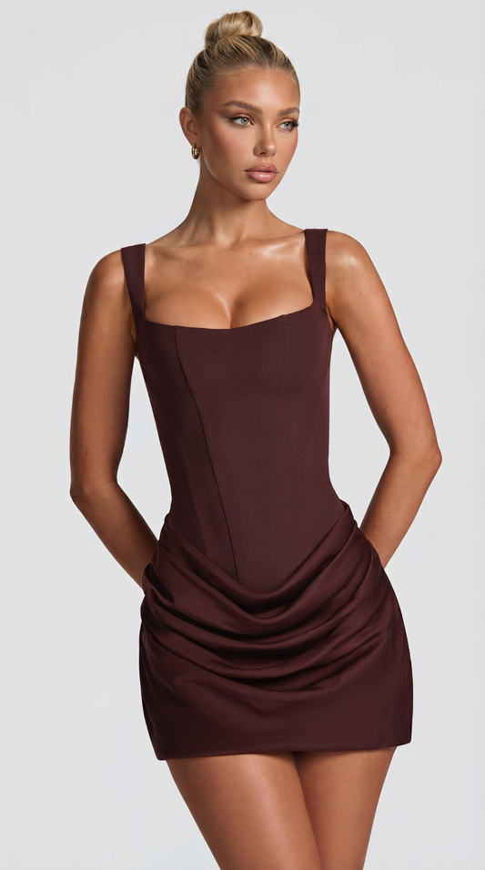 Clara Mini Dress - Chocolate