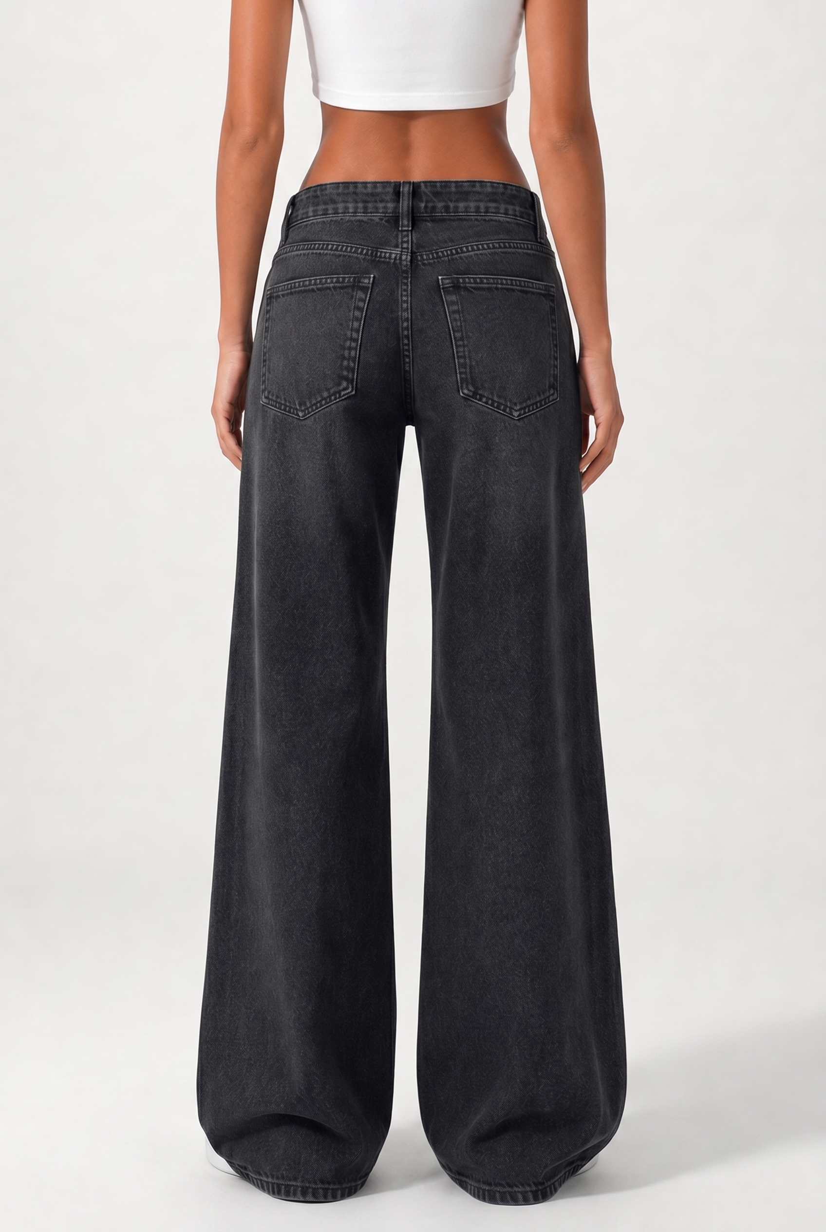 Low Waist Jeans Wide Leg – Washed Black